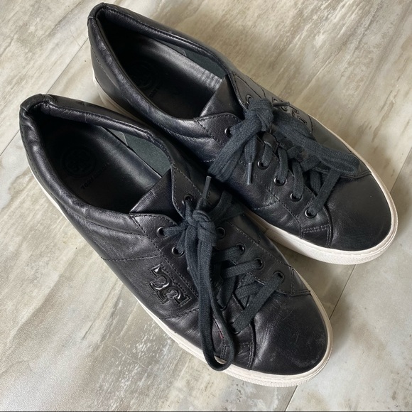 Tory Burch Black Leather Sneakers - Picture 5 of 9